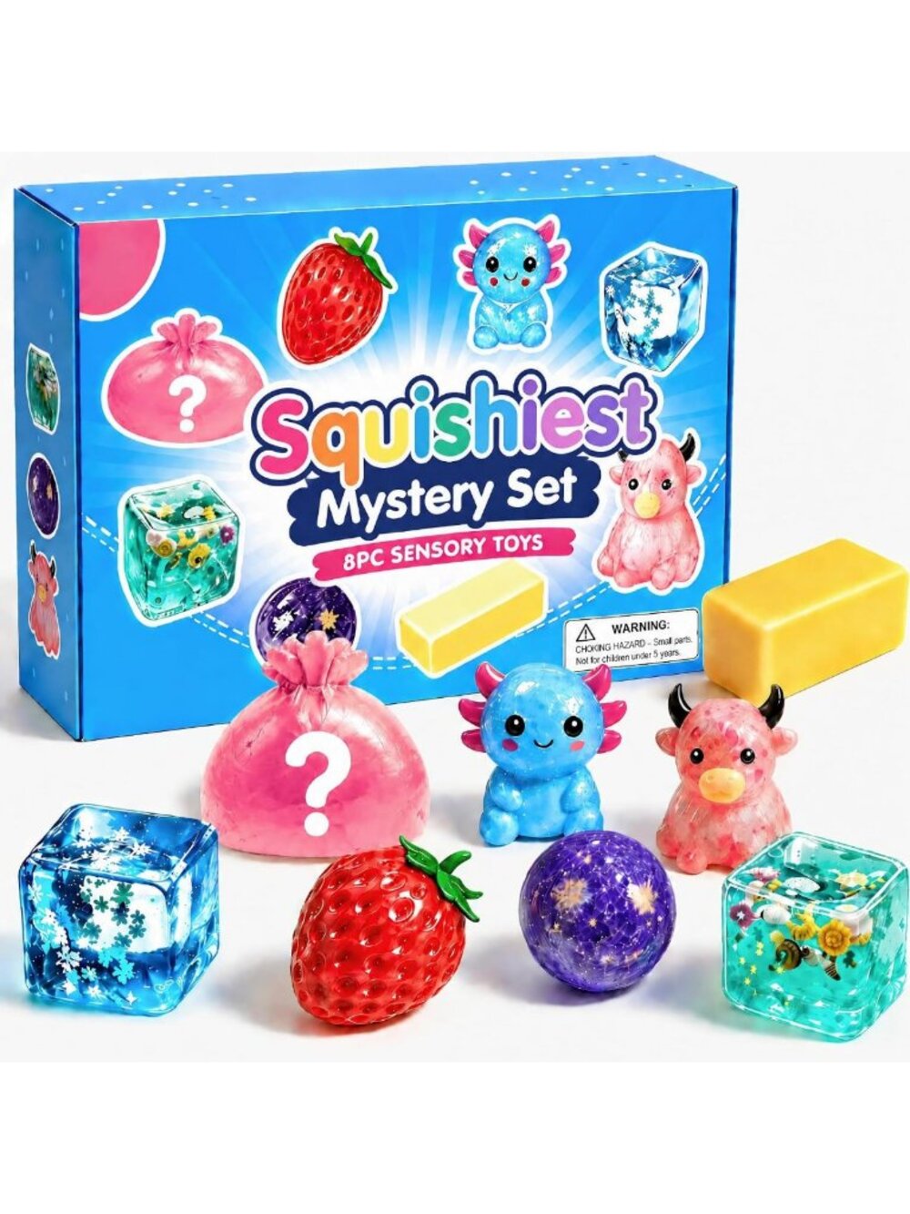 8PCS Squishy Fidget Toys Pack - Stress Relief, Squeeze Sensory Play for Kids